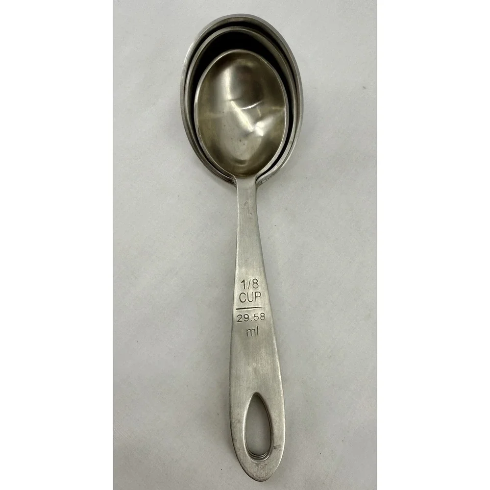 Lindy's MPC4 Stainless Steel Measuring Cup Spoons 3 Pc Set‎ 1/8 1/4 1/3 Cup 8.5